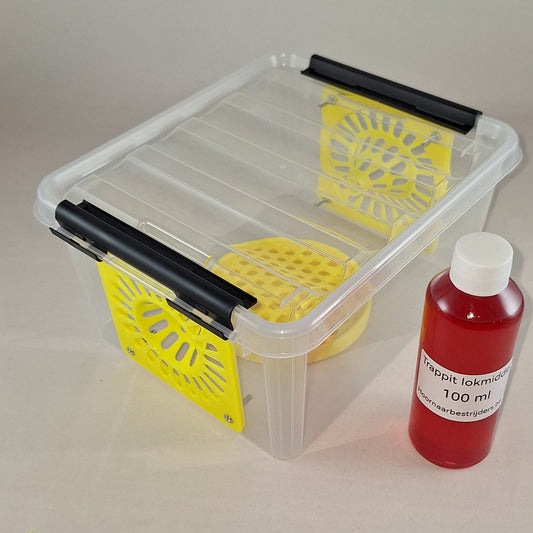 Selectieve lokval : 2 Liter box met 2x 76mm conus, veilige lokpot en trappit.