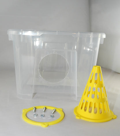 Selectieve lokval : 5 Liter box met 2x 60mm conus, veilige lokpot en trappit.